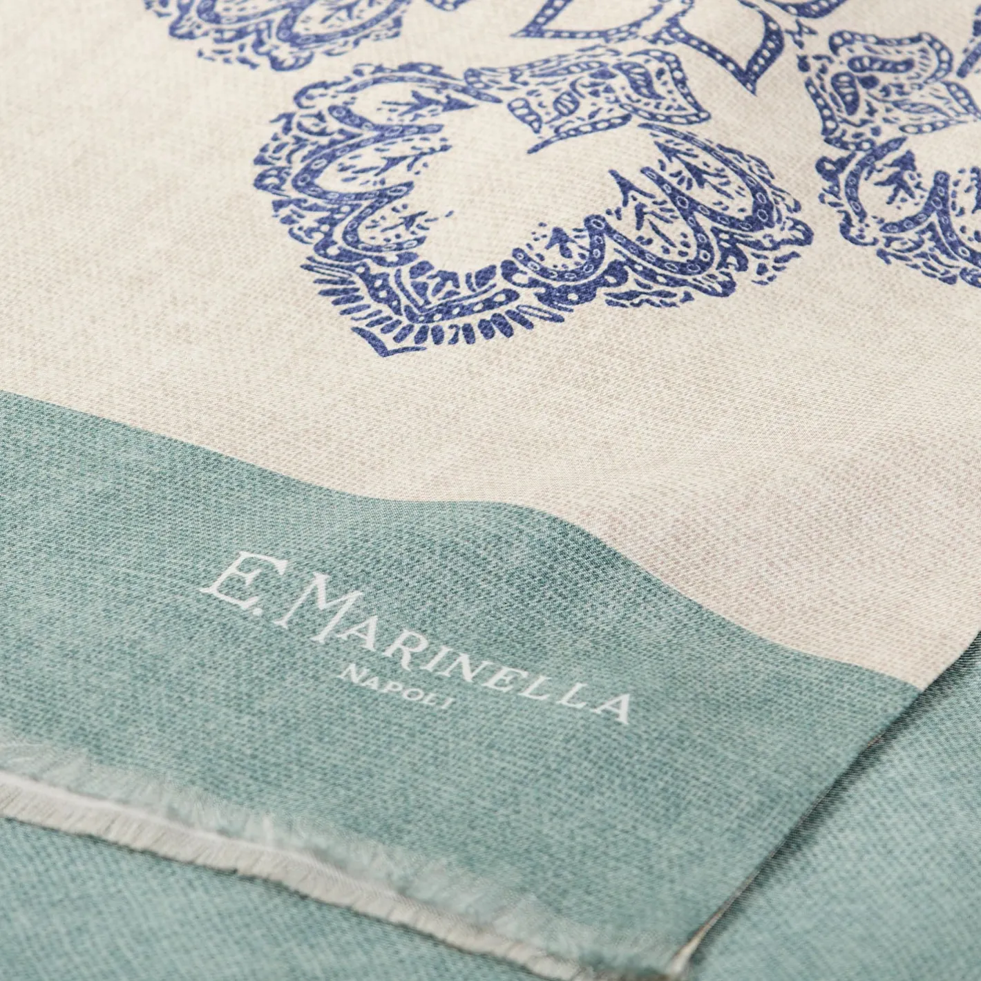 E.Marinella SCIARPA TUBOLARE BEIGE IN SETA TWILL Busy pattern New