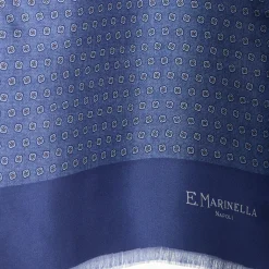 E.Marinella SCIARPA TUBOLARE BLU IN SETA TWILL Classic daisy Outlet