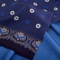 E.Marinella SCIARPA TUBOLARE BLU IN SETA TWILL Floral drift Best