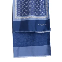 E.Marinella SCIARPA TUBOLARE BLU IN SETA TWILL Busy pattern Best