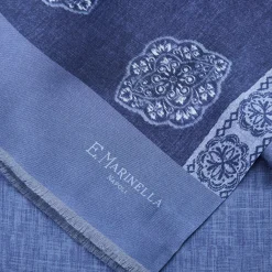 E.Marinella SCIARPA TUBOLARE BLU IN SETA TWILL Classic daisy Sale