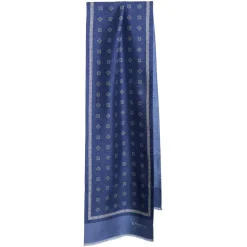 E.Marinella SCIARPA TUBOLARE BLU IN SETA TWILL Classic daisy New