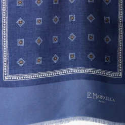 E.Marinella SCIARPA TUBOLARE BLU IN SETA TWILL Classic daisy New