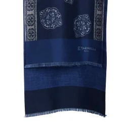 E.Marinella SCIARPA TUBOLARE BLU SCURO IN SETA TWILL Classic daisy Best