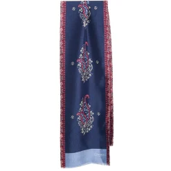 E.Marinella SCIARPA TUBOLARE BLU SCURO IN SETA TWILL Paisley pattern Clearance