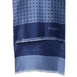 E.Marinella SCIARPA TUBOLARE BLU SCUROIN SETA TWILL Classic daisy New