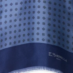 E.Marinella SCIARPA TUBOLARE BLU SCUROIN SETA TWILL Classic daisy New