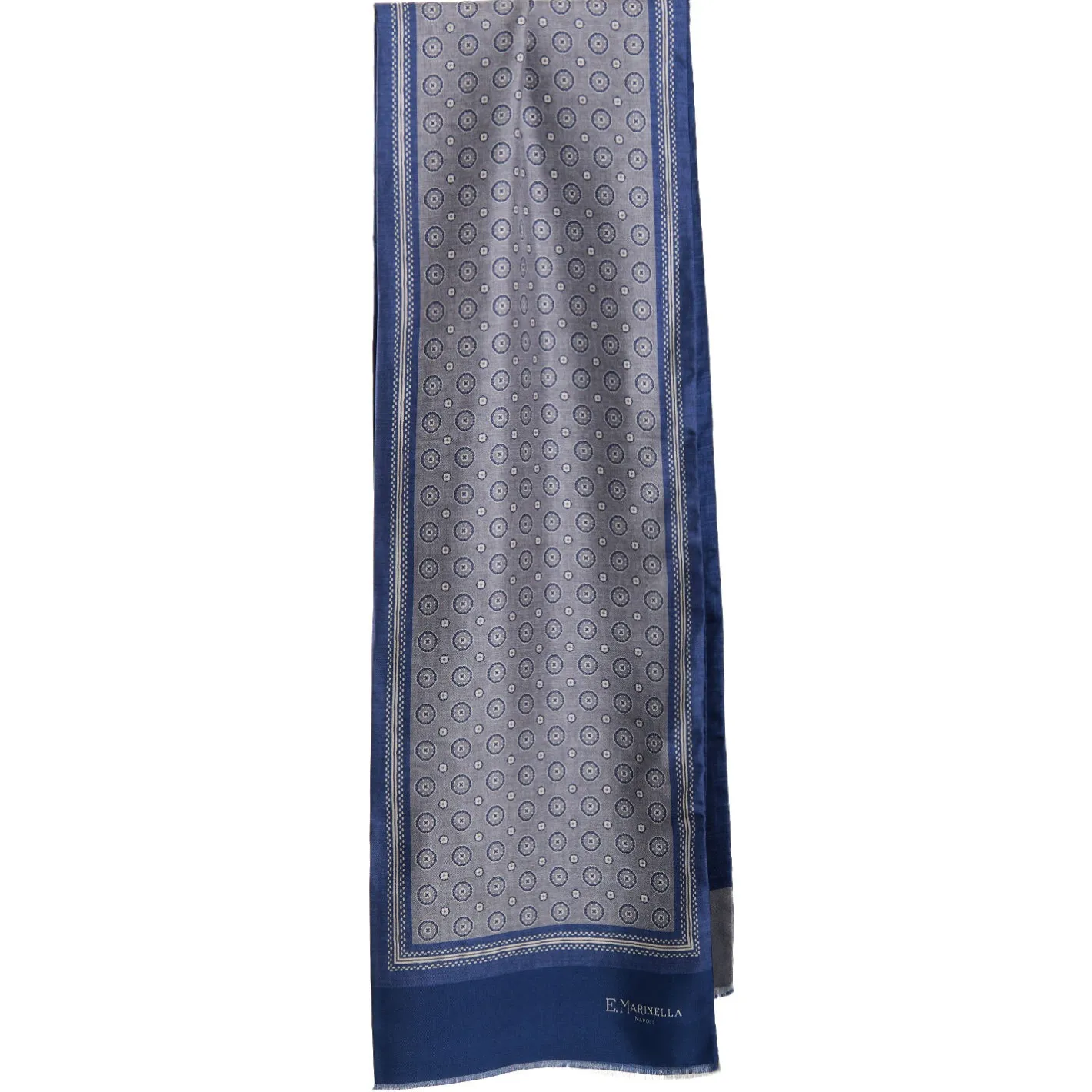 E.Marinella SCIARPA TUBOLARE GRIGIO CHIARO IN SETA TWILL Classic daisy Hot