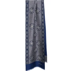 E.Marinella SCIARPA TUBOLARE GRIGIO SCURO IN SETA TWILL Classic daisy Online