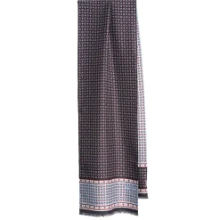 E.Marinella SCIARPA TUBOLARE GRIGIO SCURO IN SETA TWILL Busy pattern Outlet