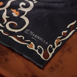 E.Marinella SCIARPA TUBOLARE GRIGIO SCURO IN SETA TWILL Classic daisy Discount