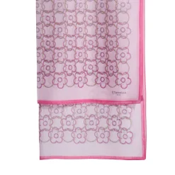 E.Marinella SCIARPA TUBOLARE IN VOILE DI COTONE E SETA ROSA Fiore monogram 100 Hot