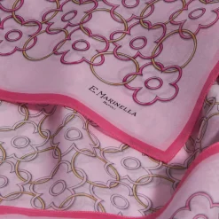 E.Marinella SCIARPA TUBOLARE IN VOILE DI COTONE E SETA ROSA Fiore monogram 100 Hot