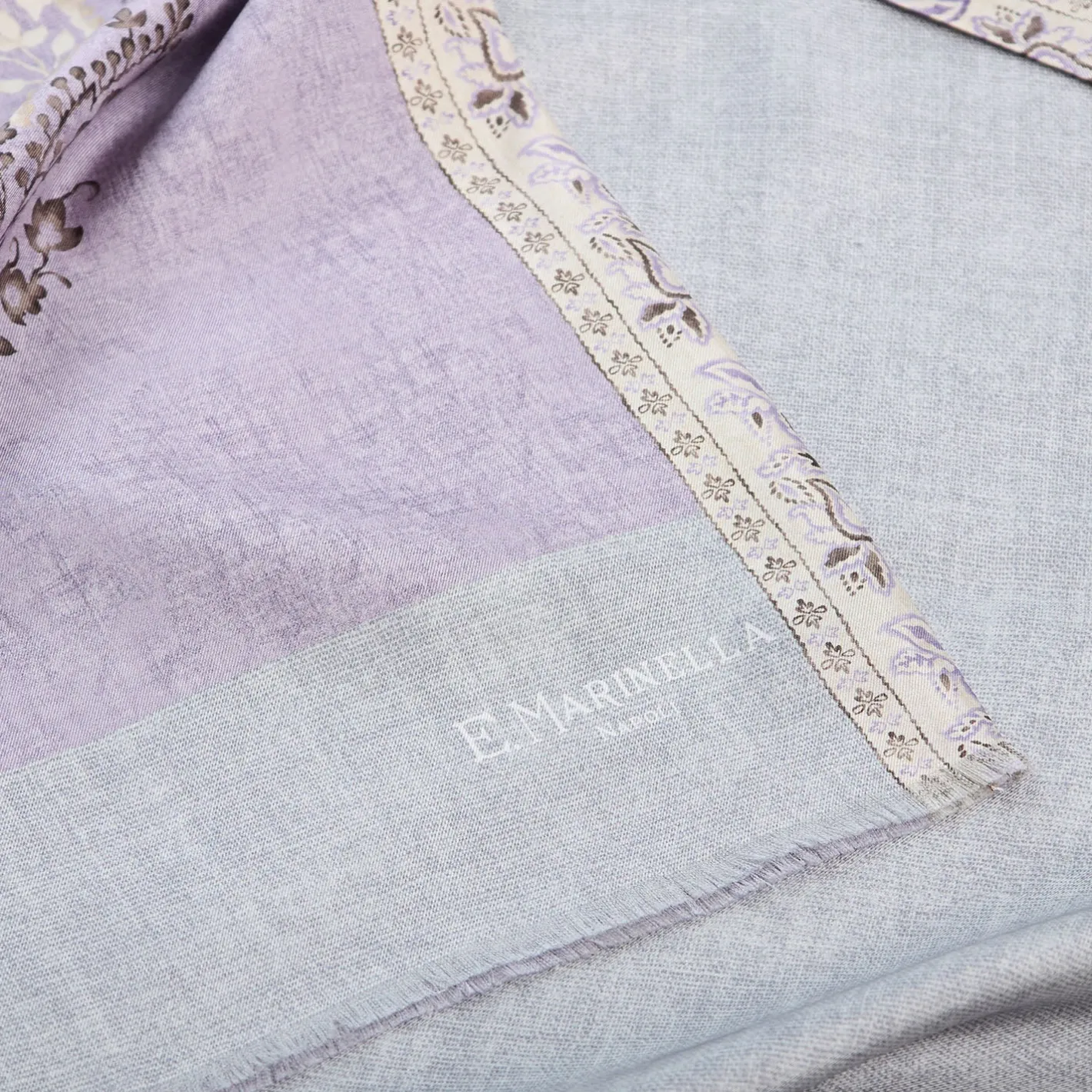 E.Marinella SCIARPA TUBOLARE LILLA IN SETA TWILL Paisley pattern Outlet
