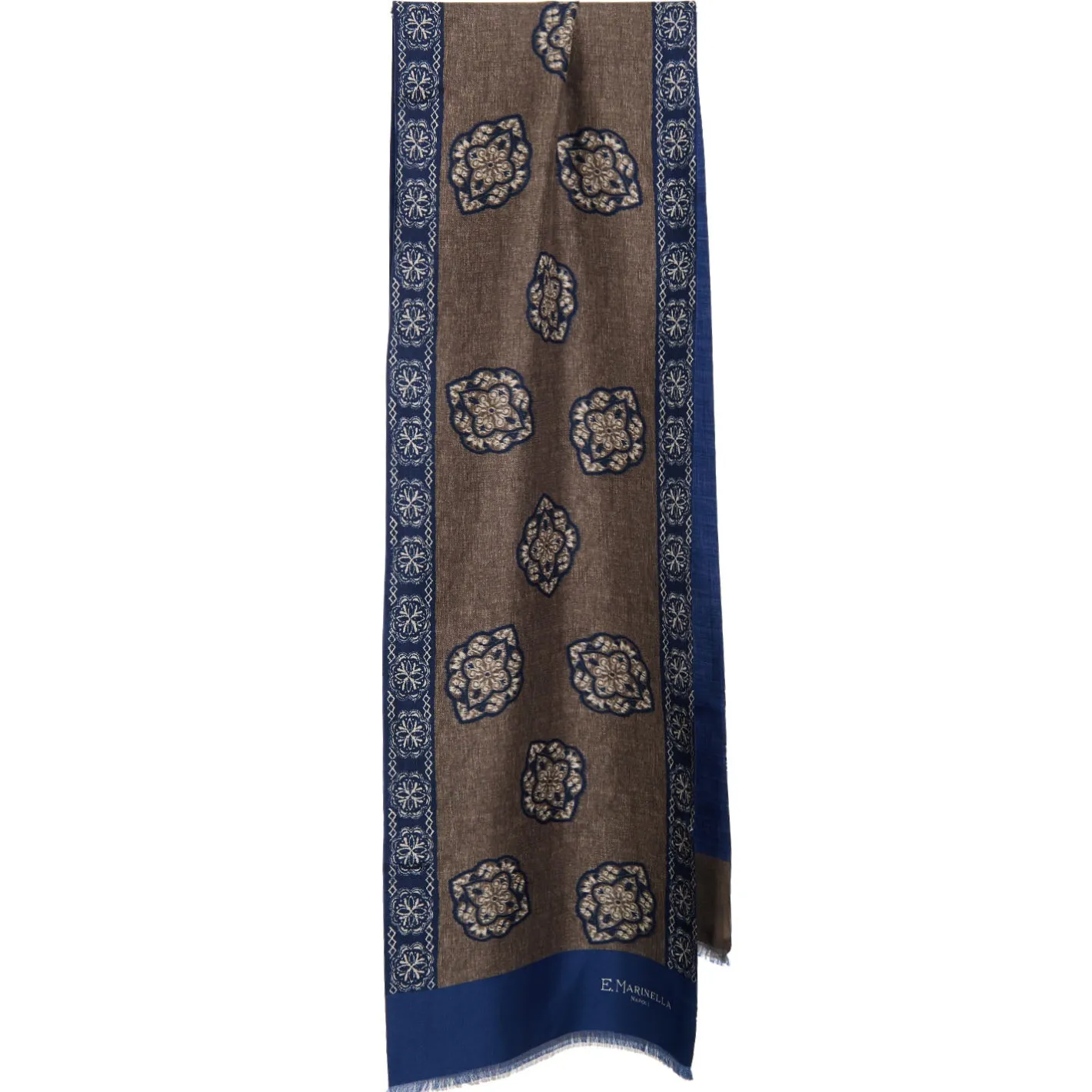 E.Marinella SCIARPA TUBOLARE MARRONE SCURO IN SETA TWILL Classic daisy Clearance
