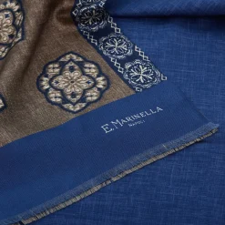 E.Marinella SCIARPA TUBOLARE MARRONE SCURO IN SETA TWILL Classic daisy Clearance