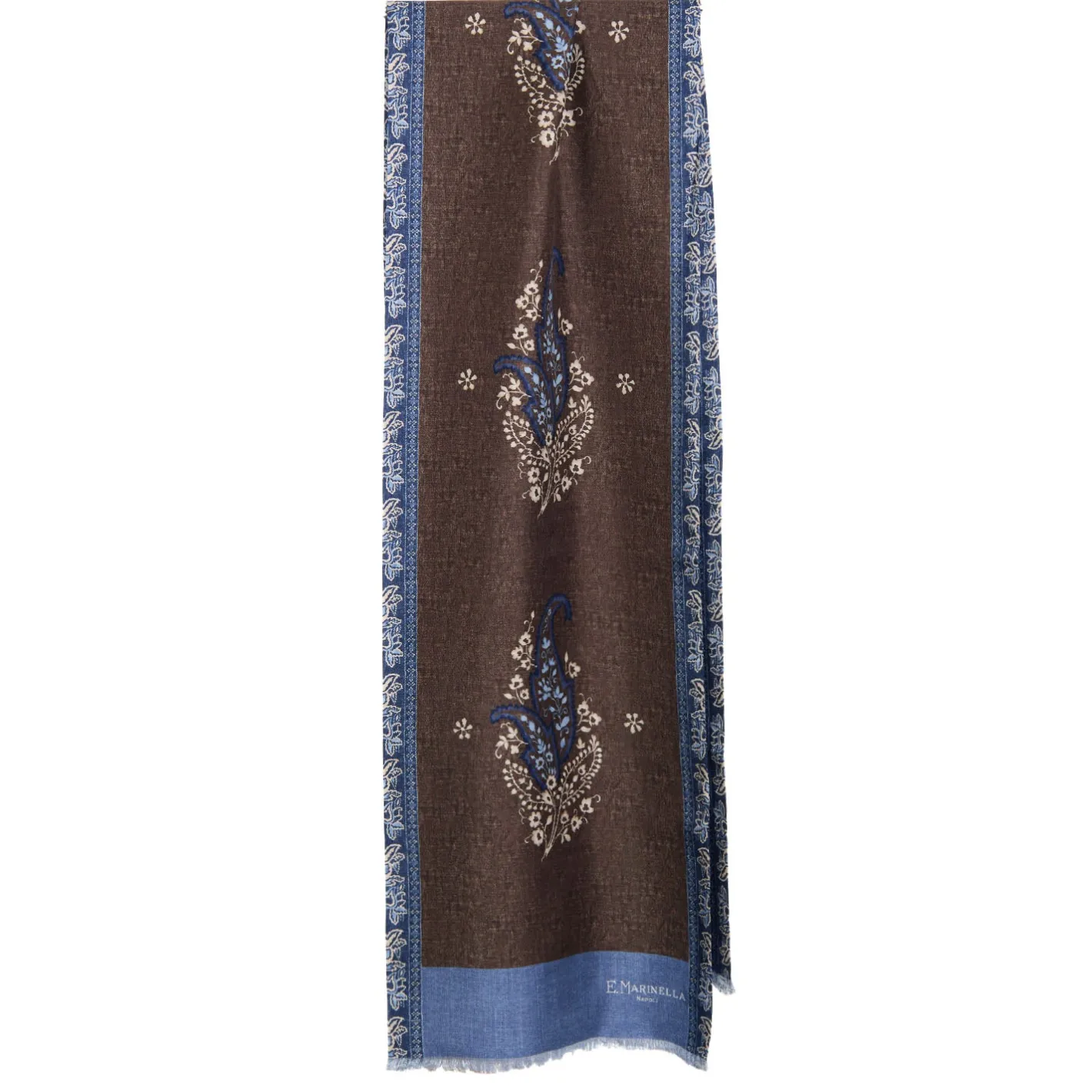 E.Marinella SCIARPA TUBOLARE MARRONE SCURO IN SETA TWILL Paisley pattern Online