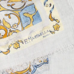 E.Marinella STOLA AZZURRA IN LANA Fantasia medaglioni Sale