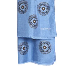 E.Marinella STOLA AZZURRA IN SETA MADDER Collezione floreale Clearance