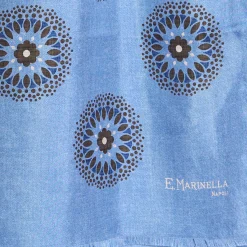 E.Marinella STOLA AZZURRA IN SETA MADDER Collezione floreale Clearance