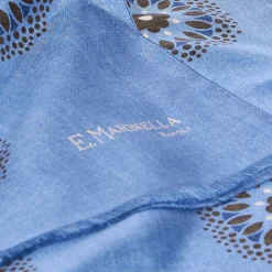 E.Marinella STOLA AZZURRA IN SETA MADDER Collezione floreale Clearance