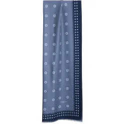 E.Marinella STOLA AZZURRO POLVERE IN LANA Decorazioni floreali Clearance