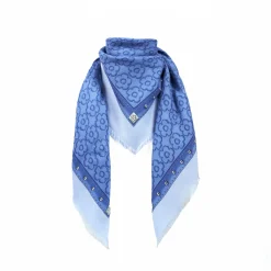 E.Marinella STOLA AZZURRO POLVERE 115 IN LANA, SETA E CASHMERE Fiori d’archivio Hot