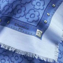 E.Marinella STOLA AZZURRO POLVERE 115 IN LANA, SETA E CASHMERE Fiori d’archivio Hot