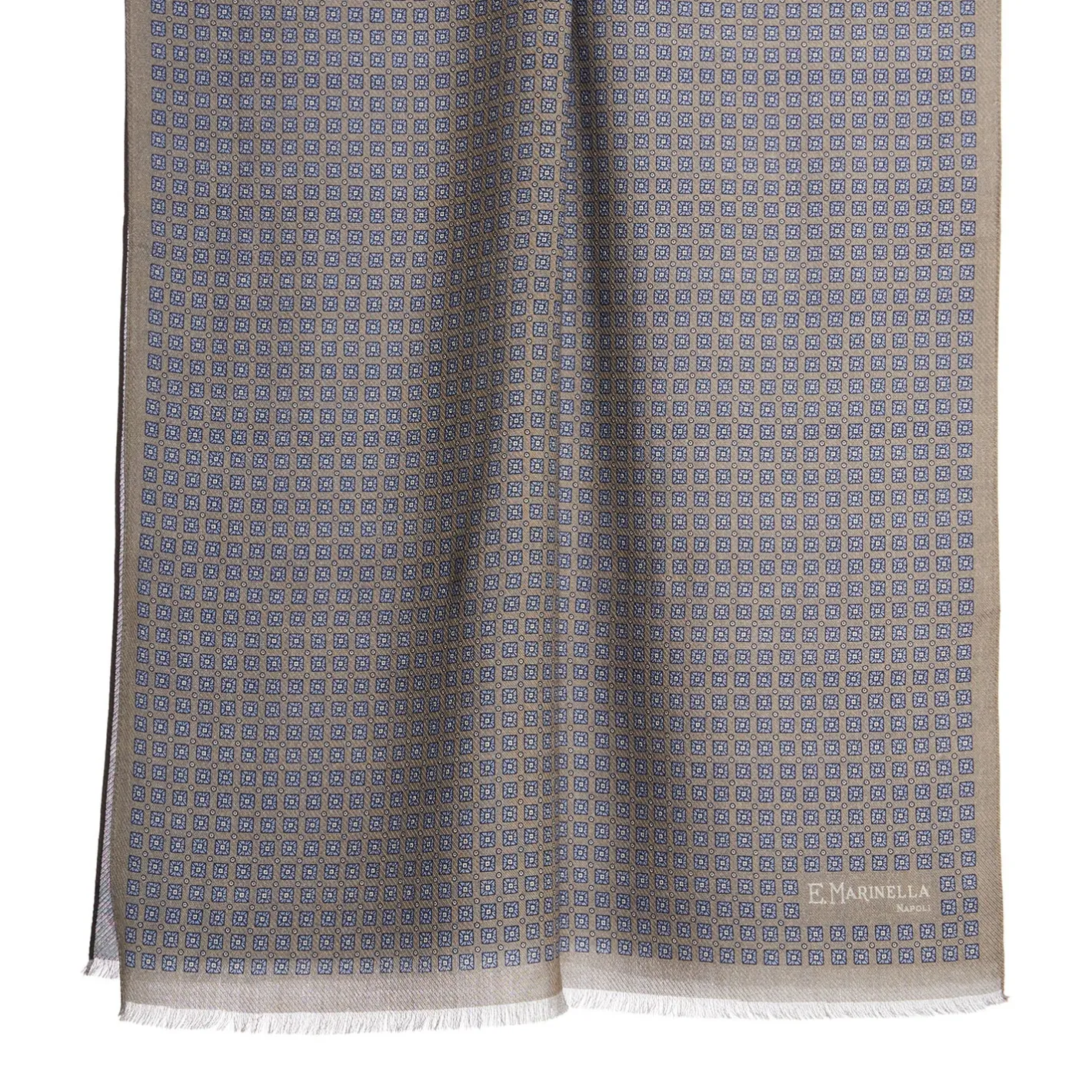 E.Marinella STOLA BEIGE In lana con decorazioni floreali Sale