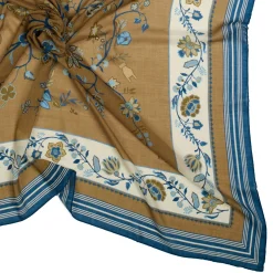 E.Marinella STOLA BEIGE 140 IN LANA E CASHMERE Albero della vita Clearance