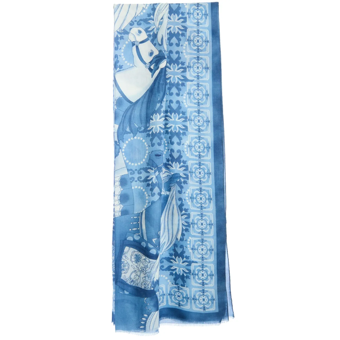 E.Marinella STOLA BLU IN CASHMERE Collezione elefanti New