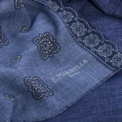 E.Marinella STOLA BLUIn lana con decorazioni floreali Best