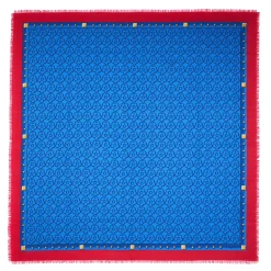 E.Marinella STOLA BLU 115 IN LANA SETA E CASHMERE Fiori d’archivio Sale