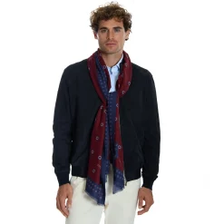 E.Marinella STOLA BORDEAUX IN LANA Decorazioni floreali Outlet
