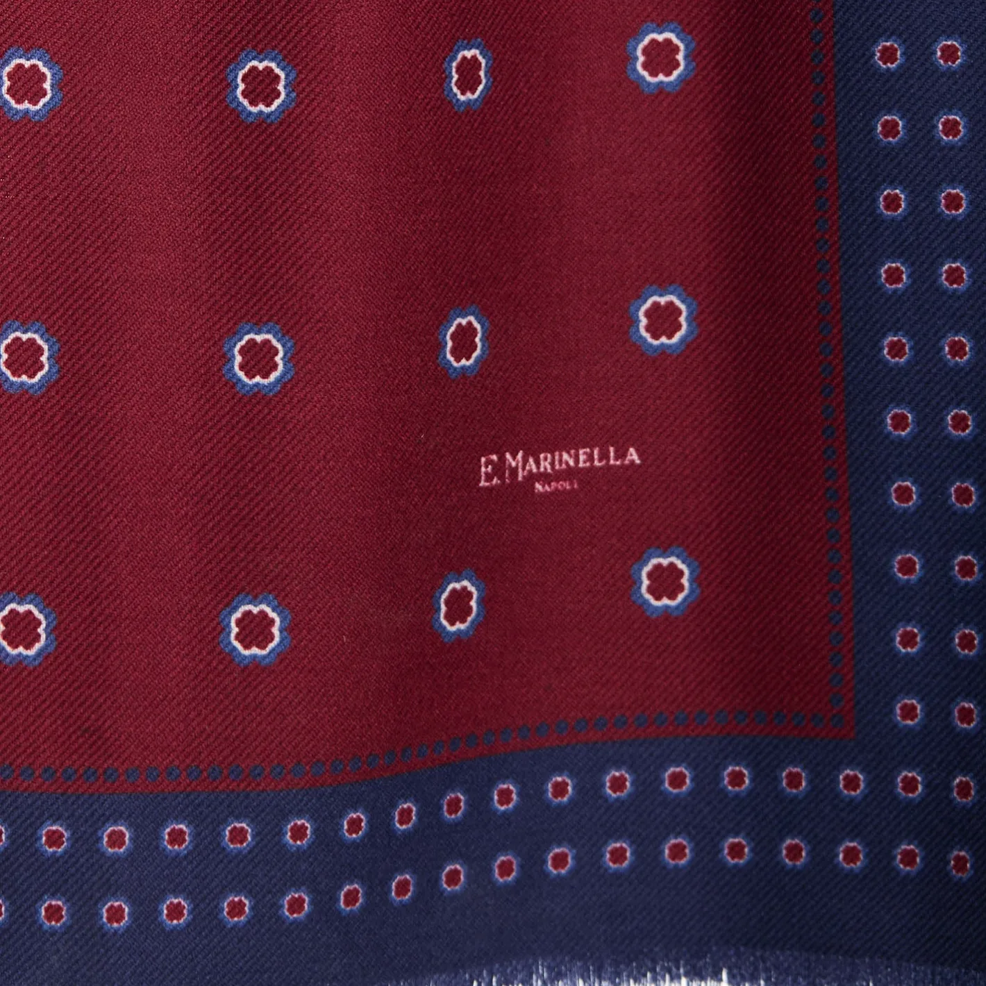 E.Marinella STOLA BORDEAUX IN LANA Decorazioni floreali Outlet