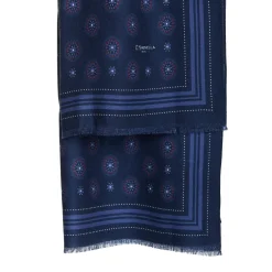 E.Marinella STOLA DARK BLUE IN LANA Decorazioni floreali Sale
