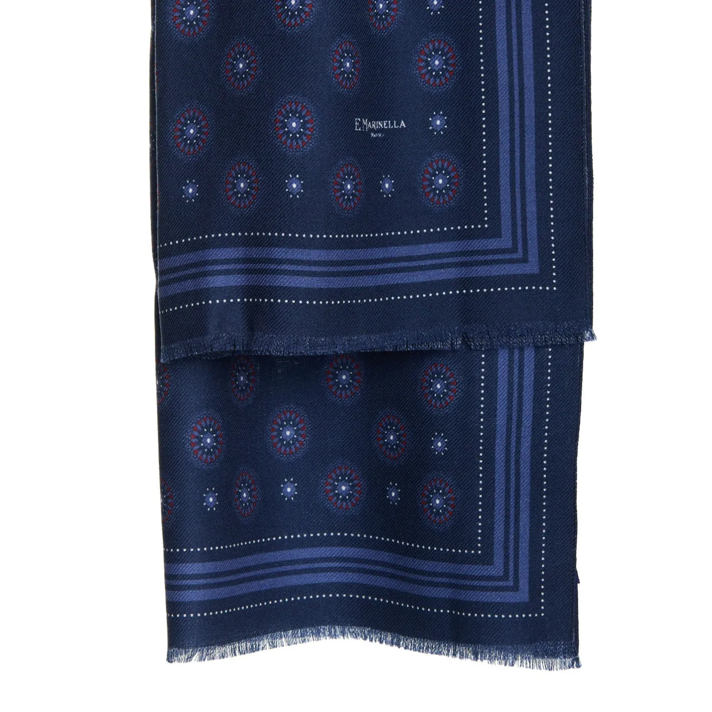 E.Marinella STOLA DARK BLUE IN LANA Decorazioni floreali Sale