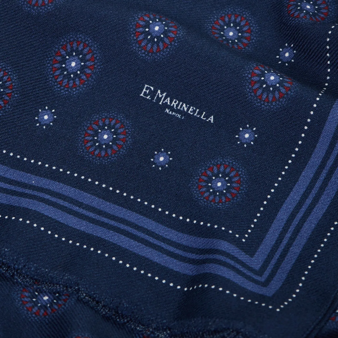 E.Marinella STOLA DARK BLUE IN LANA Decorazioni floreali Sale