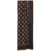 E.Marinella STOLA DARK BROWN IN LANA Decorazioni floreali Outlet