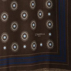 E.Marinella STOLA DARK BROWN IN LANA Decorazioni floreali Outlet