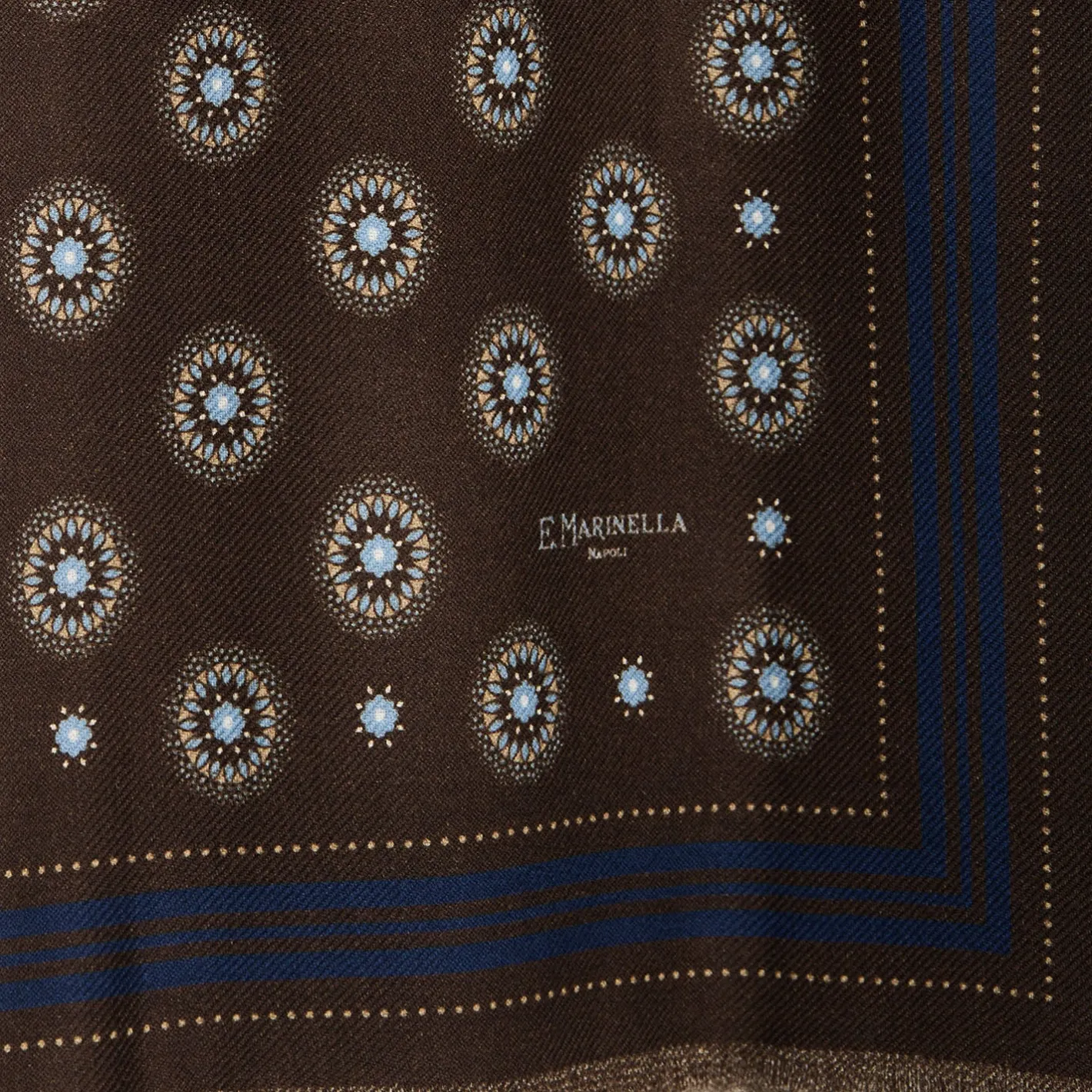 E.Marinella STOLA DARK BROWN IN LANA Decorazioni floreali Outlet
