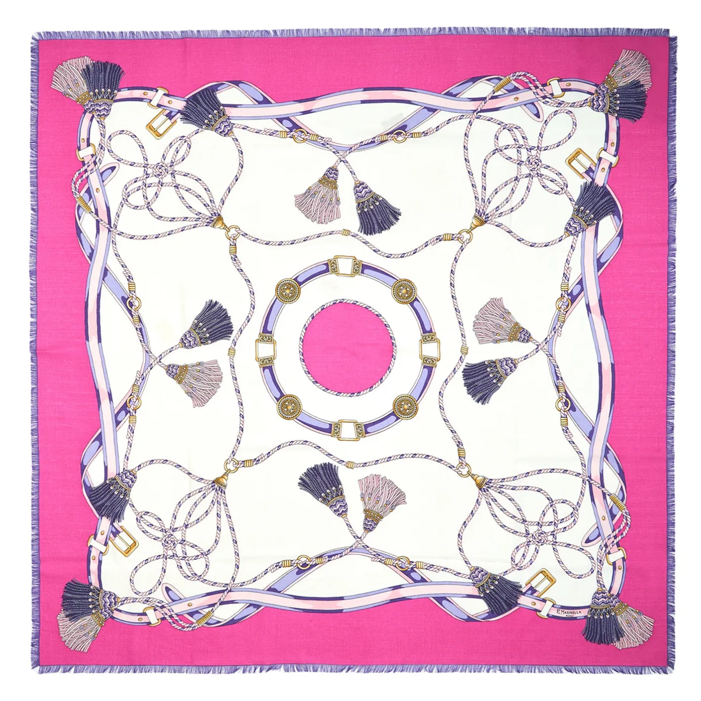 E.Marinella STOLA FUCSIA 115 IN LANA, SETA E CASHMERE Nappine e chiavi Online