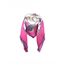 E.Marinella STOLA FUCSIA 115 IN LANA, SETA E CASHMERE Nappine e chiavi Online