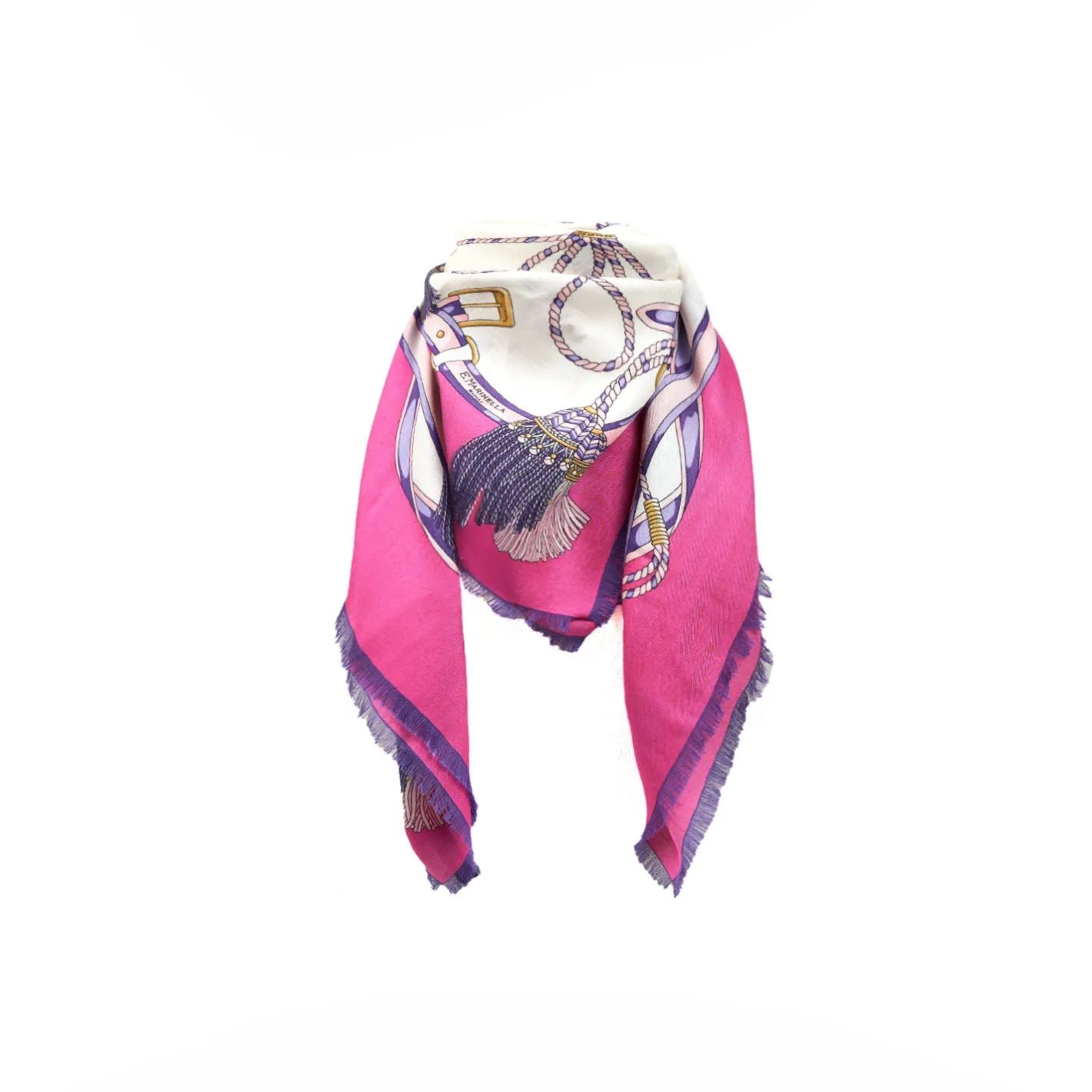 E.Marinella STOLA FUCSIA 115 IN LANA, SETA E CASHMERE Nappine e chiavi Online