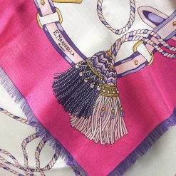 E.Marinella STOLA FUCSIA 115 IN LANA, SETA E CASHMERE Nappine e chiavi Online