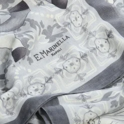 E.Marinella STOLA GRIGIA IN CASHMERE Collezione elefanti Discount