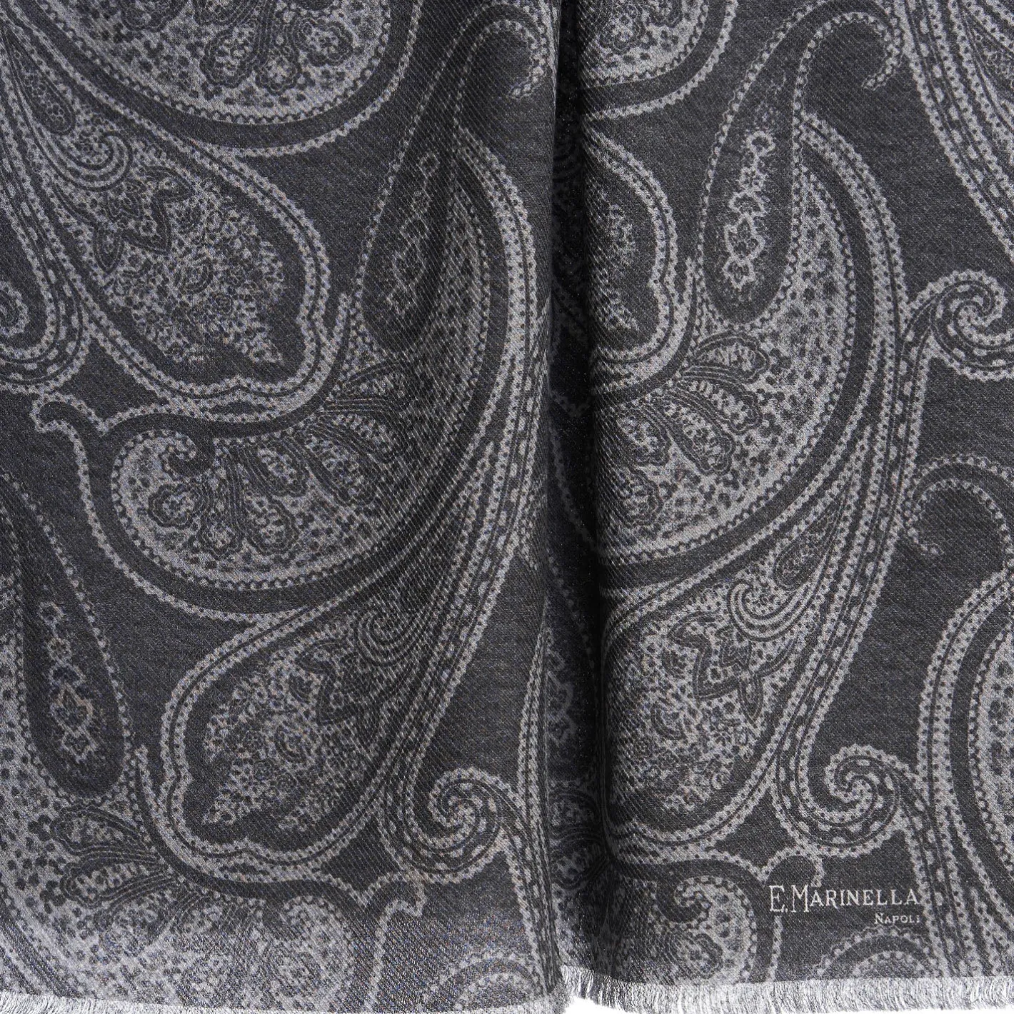 E.Marinella STOLA GRIGIA IN LANA Fantasia paisley Discount