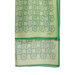 E.Marinella STOLA IN VOILE DI COTONE E SETA VERDE Fiore monogram 100 Online