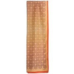 E.Marinella STOLA IN VOILE DI COTONE E SETA ARANCIONE Fiore monogram 100 Best