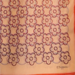 E.Marinella STOLA IN VOILE DI COTONE E SETA ARANCIONE Fiore monogram 100 Best